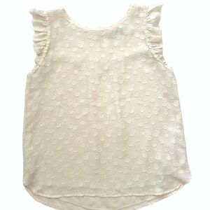 LOFT Cream Ruffle Sleeveless Dot-Texture Blouse - Size Medium - Like New